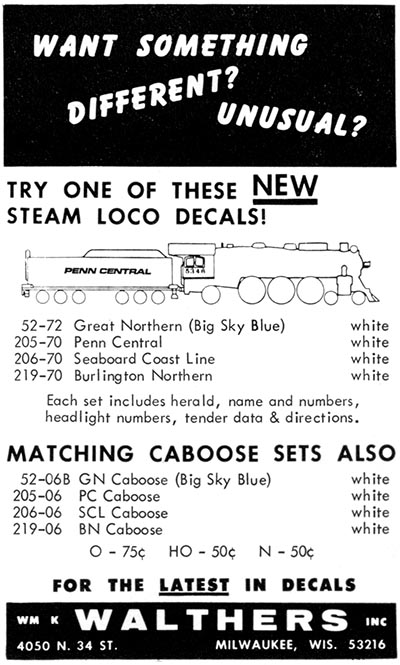 Walthers Penn Central Steam Decals